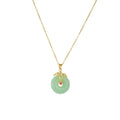 Chinese Style Classic Green Circle Stone Pendant Necklaces for Women Elegant Accessories Collar Jewelry Gifts for Friends