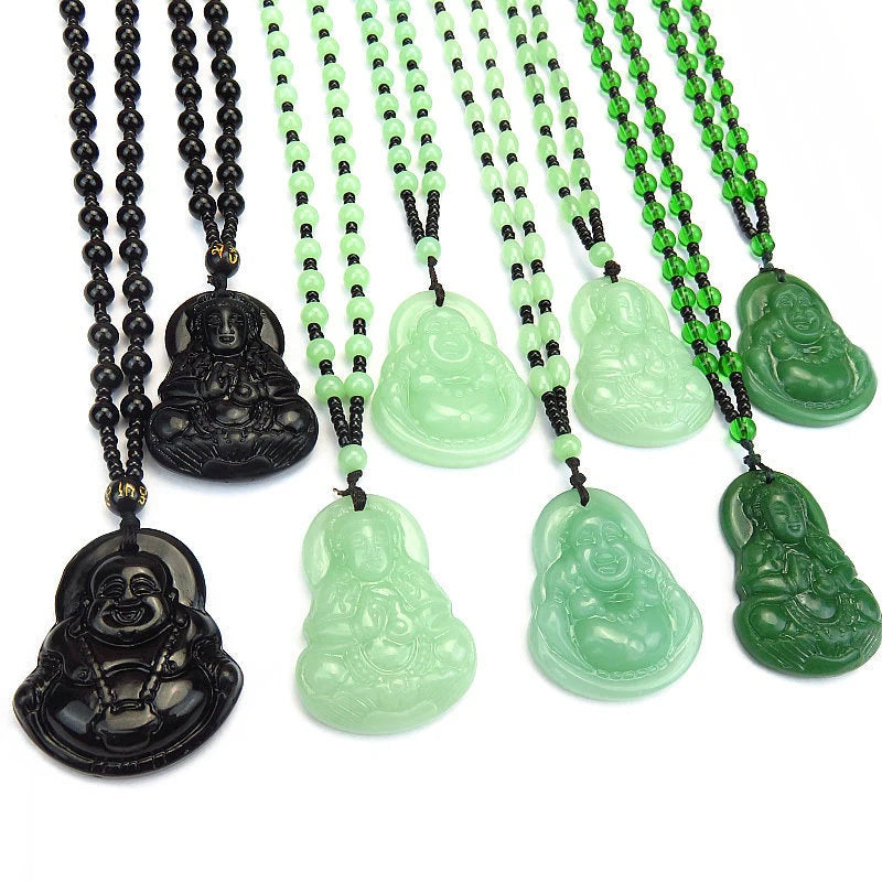 Classic Natural Chinese Buddha Pendant Jade Necklace Fashion Charm Jewelry Carved Blessing Lucky Amulet Gifts For Women Men
